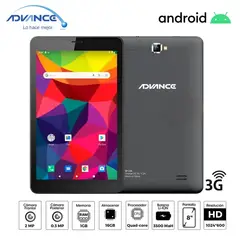 ADVANCE - Tablet Intro SP7246, 8" Pulg. Android 9 Go 3G Dual SIM 1GB RAM 16GB