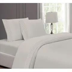 CASATEX - Juego De Sábanas 100% algodón 3000 Hilos 1.5 Plaza - Gris