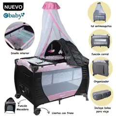 EBABY - Cuna Corral Mecedora con Cambiador Sally 716-BRS