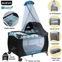 EBABY - Cuna Corral Mecedora con Cambiador Sally 716-AZ