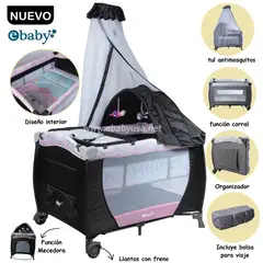 EBABY - Cuna Corral Mecedora con Cambiador Sally 716-RG