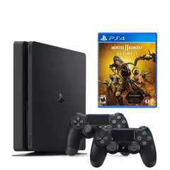 SONY - Consola Ps4 SLIM 1TB NEGRO 2 Mandos + MORTAL KOMBAT 11 Reacondicionada