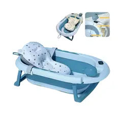 GENERICO - Bañera Ballenita Plegable con Cojín y Termómetro - Bebé Niño