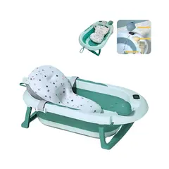 GENERICO - Bañera Ballenita Plegable con Cojín y Termómetro para Bebé