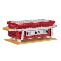 GRILLCORP - Parrilla Rectangular cerámica de mesa Hibachi Rojo