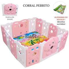 FIRST TOY - CERCO INFANTIL PLEGABLE PERRITO ROSADO