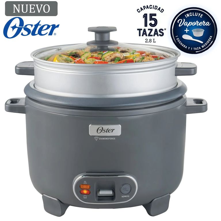 Olla Arrocera 15 Tazas 3 en 1 Función de Sofrito Vaporera Gris