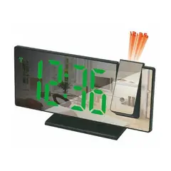 GENERICO - Reloj de escritorio espejo y proyector - Negro con texto verde
