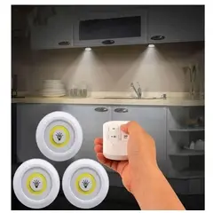 GENERICO - Kit de 3 Luces Led Portátil con Control Remoto y Apagado Automático