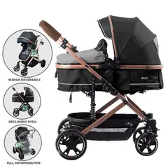 EBABY - Coche Moises para Bebe Bigi con Mango Reversible Gris