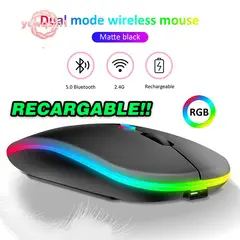 GENERICO - Mouse inalambrico recargable rgb led 3200 dpi 2.4 ghz bluetooth slim