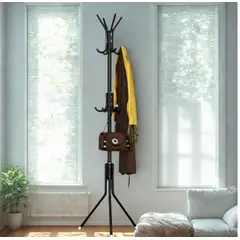 GENERICO - Perchero de Pie Metal Organizador Colgador Estante 1.75 MT Negro