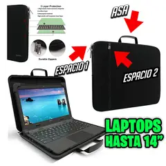 GENERICO - Funda maletin para laptop hasta 14 doble cierre maletin mochila c asa