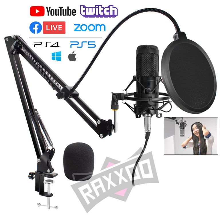 Micrófono Condensador USB Gaming Microfono Streaming Podcast