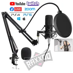 GENERICO - Micrófono Condensador USB Gaming Microfono Streaming Podcast