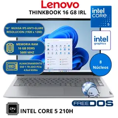 LENOVO - Laptop THINKBOOK 16 G8 IRL INTEL CORE 5-RAM 16GB SSD 1TB 16" WUXGA