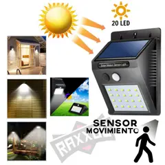 GENERICO - Reflector foco lampara led luz solar con sensor movimiento 20 leds