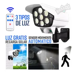 GENERICO - Lámpara solar foco con sensor de movimiento forma camara seguridad