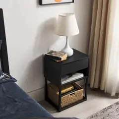 TU MESITA - Velador Moderno Freddy 1 Cajón Negro