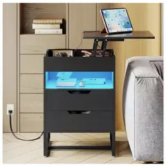 TU MESITA - Velador Multifuncional Matias TIPO B Tablero Elevable LuzLED