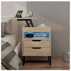 TU MESITA - Velador Tech con Tablero Elevable Color Duna