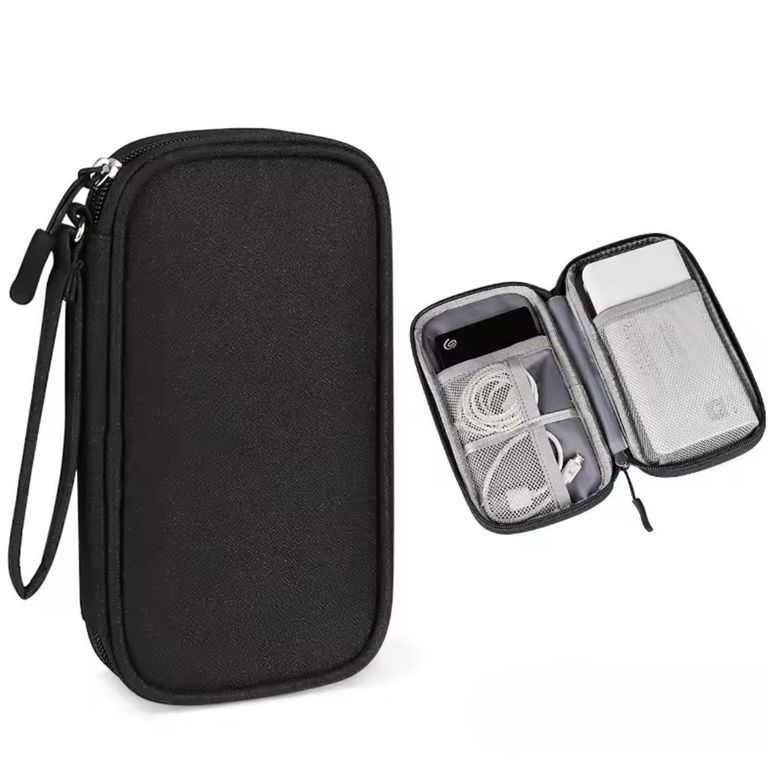 Estuche Organizador Porta Cable-Cargador-Auricular Mediano-Negro