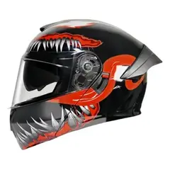 CES - CASCO MOTO AXK ABATIBLE VENOM ROJO BRILLO VISOR TRANSPARENTE