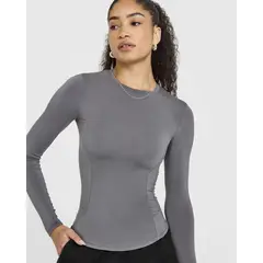 GENERICO - CAMISETA DE LYCRA MANGA LARGA MUJER - TOP ENTALLADO MANGA LARGA