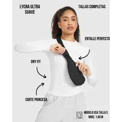 GENERICO - CAMISETA DE LYCRA MANGA LARGA MUJER - TOP ENTALLADO MANGA LARGA