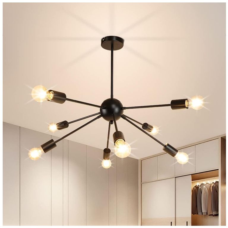 Lampara de Techo 8 Luces Negro - sin focos