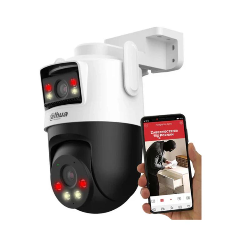 Cámara de seguridad PT WIFI lente dual 2k 3+3MP IA luz y alarma DH-P3D-3F-PV
