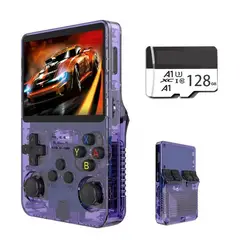 OVOTOUMI - Consola Portatil Retro Game R36S 128GB Morado y Estuche