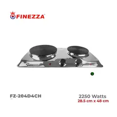 FINEZZA - Cocina Eléctrica 2 Hornillas 2250W FZ-204D4CH