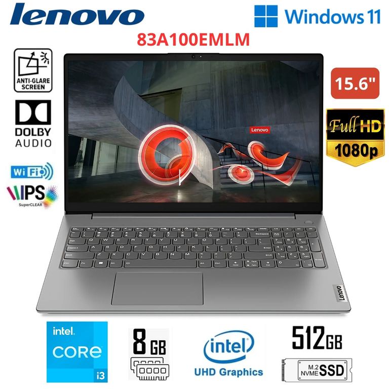 Laptop V15 G4 IRU Intel Core i3-1315U 8GB RAM 512GB SSD 15.6" FHD - 83A100EMLM