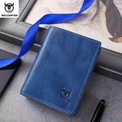 BULLCAPTAIN - Billetera Hombre Cuero Genuino Tarjetero en Caja