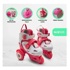 OLLIE - PATINES LINIALES PARA NIÑO RODILLERA Y CASCO TALLA 27 AL 30
