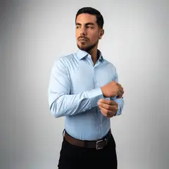 BARBADENS - Camisa de Vestir Algodón Stretch Slim Fit Hombre