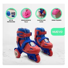 OLLIE - PATINES LINIALES PARA NIÑO RODILLERA Y CASCO TALLA 31 AL 34