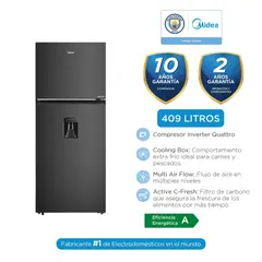 MIDEA - Refrigeradora 2pts No Frost Inverter 409Lts Black MDRT580MTR28PEWD