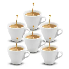 INSPIRA - Set de 6 Tazas de Cerámica Blanca Acabado Brillante