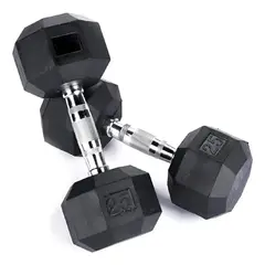 GENERICO - Par Mancuernas Pesas Cromadas Hexagonales De Caucho 2.5 Kg