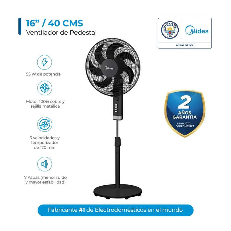 Ventilador de pedestal Negro MFA164MB-PE