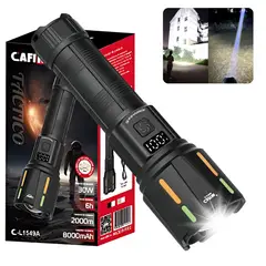 CAFINI - Linterna de Mano Recargable 2000m 5 Modos Luz Zoom-Gris