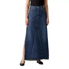 LEVIS - Falda Mujer Iconic Long Skirt W/slit Azul