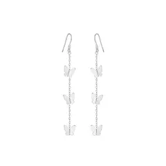 CLEO JOYAS & ACCESORIOS - Arete Largo Mariposa Plateado Plata