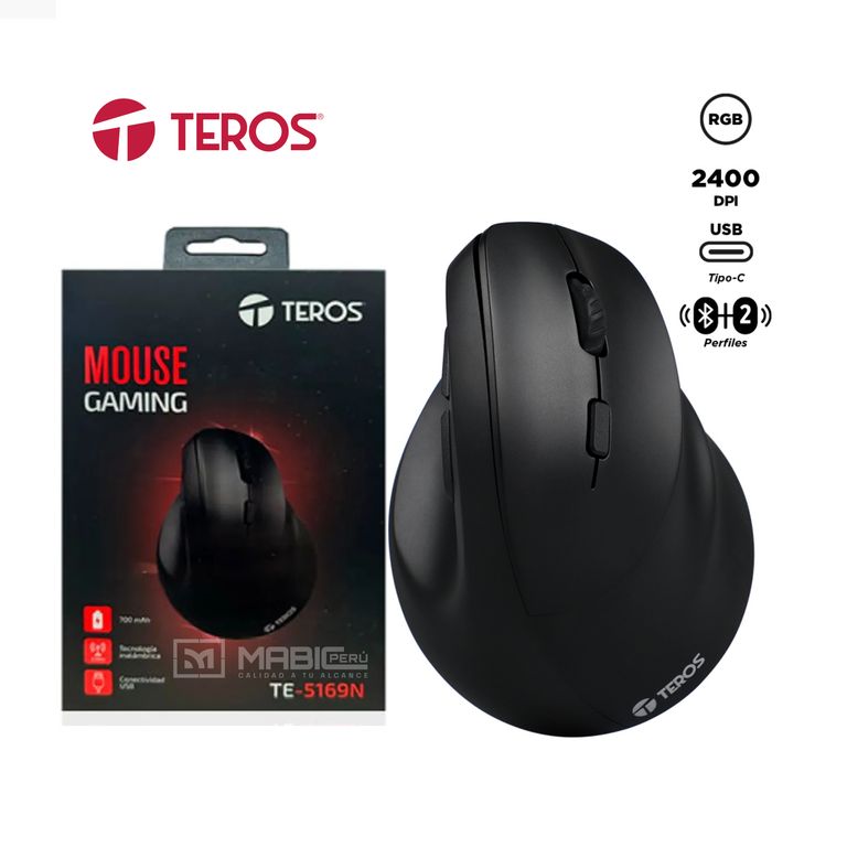 MOUSE TE-5169N ERGONÓMICO INALÁMBRICO 24G BLUETOOTH VERTICAL