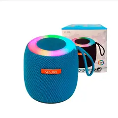 GENERICO - Mini Parlante Portátil SH-309 Bluetooth Con Luz LED - Azul