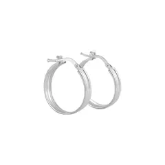 CLEO JOYAS & ACCESORIOS - Argolla Doble Caña 20MM Plateado Plata