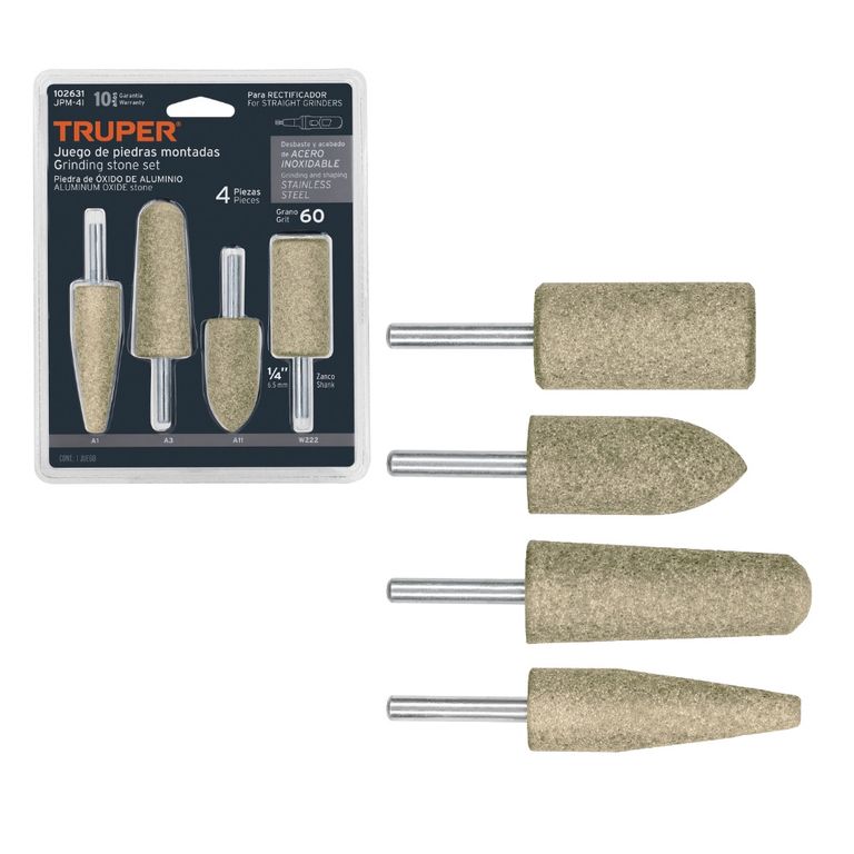 Juego de 4 piedras montadas zanco 1/4" JPM-41