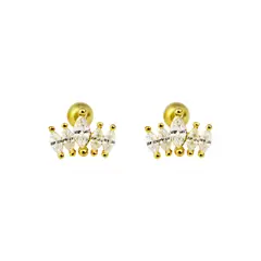 CLEO JOYAS & ACCESORIOS - Arete Diamantado Dorado Plata